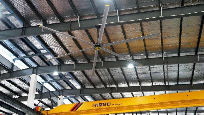 6-Blade 1500W Βιομηχανικός ανεμιστήρας οροφής Ενίσχυρος 3-Φάσης κινητήρας 1400m2 Περιοχή κάλυψης
